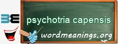WordMeaning blackboard for psychotria capensis